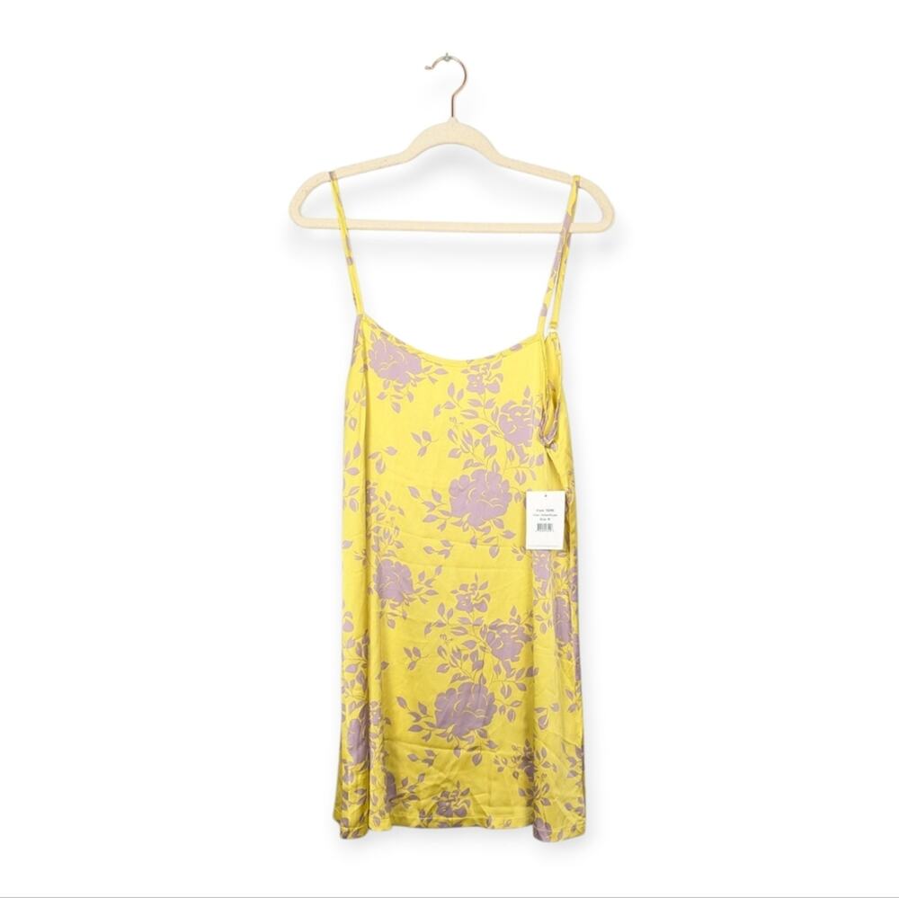 iCollection Mason Chemise M Yellow Satin Sleepwear Lingerie NWT